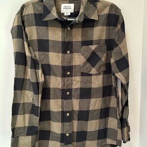 Field & Stream Men's Plaid Button Down Shirt - Black and Tan